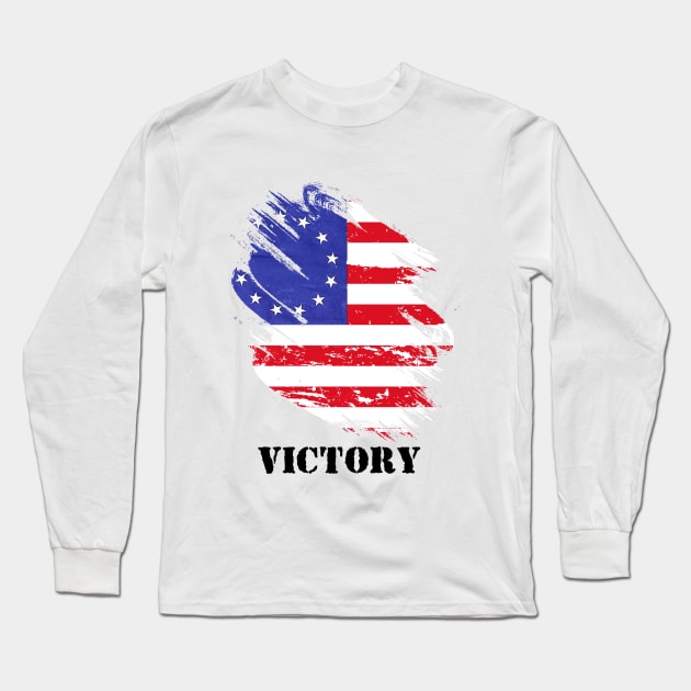 Betsy Ross Victory 1776 American Flag Long Sleeve T-Shirt by Javacustoms